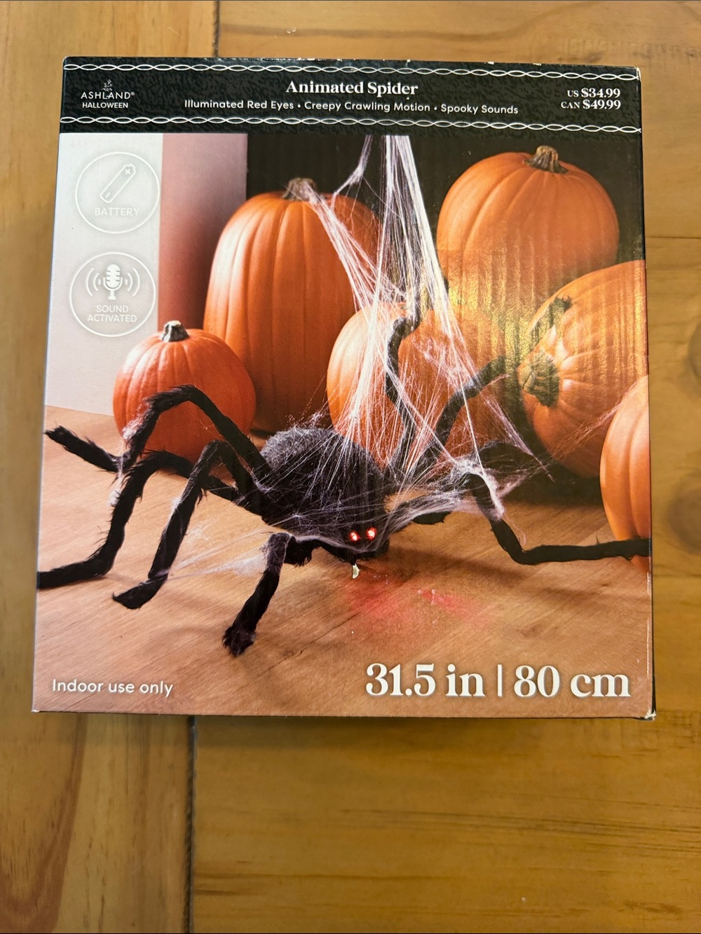 Animated Black Spider Halloween Decoration battery operated NIB
